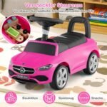 Vaikiškas paspiriamasis automobilis su daiktadėže ir vairu (Rožinė)