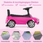 Vaikiškas paspiriamasis automobilis su daiktadėže ir vairu (Rožinė)