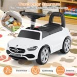 Vaikiškas paspiriamasis automobilis su vairu ir daiktadėže (Balta)