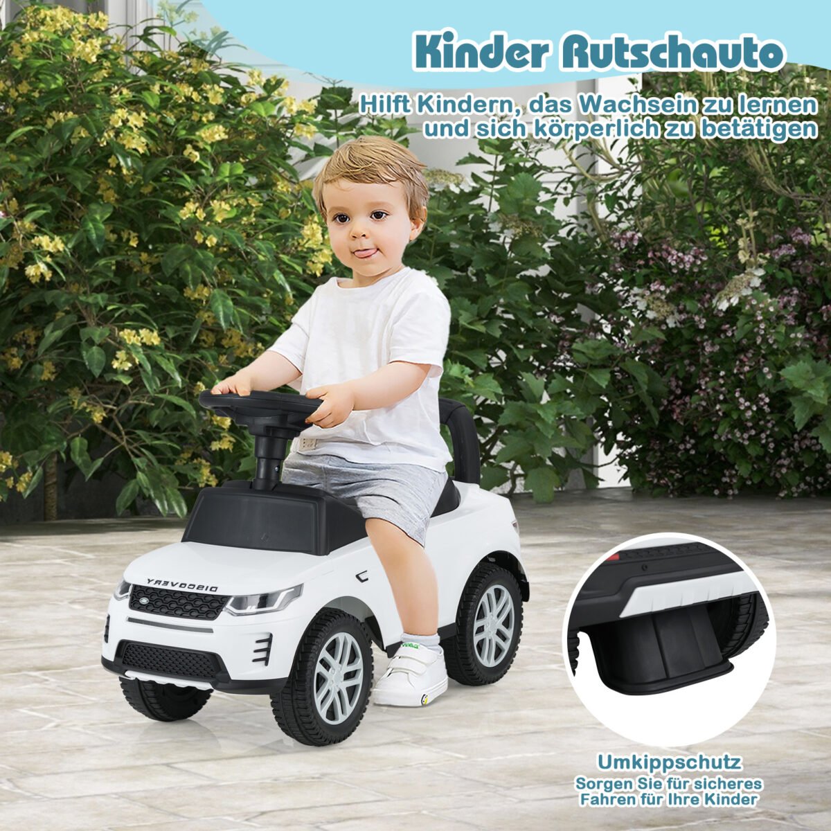 Vaikiškas stumdomas automobilis su daiktadėže (Balta)