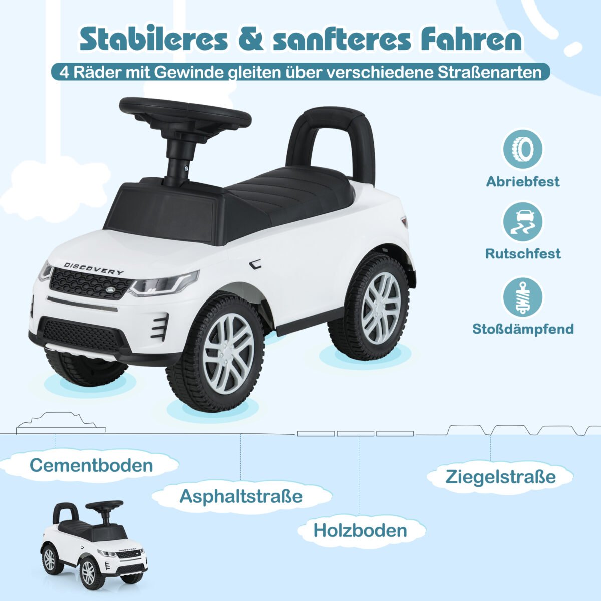 Vaikiškas stumdomas automobilis su daiktadėže (Balta)