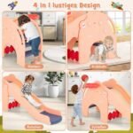 Daugiafunkcė lauko čiuožykla su krepšinio lenta ir tuneliu (Rožinė)