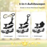 Vaikiškas automobilis 3 viename su stogeliu ir daiktadėže (Balta)