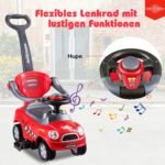 Vaikiškas automobilis 3-in-1 su stūmimo rankena ir apsauginiu atlošu (Raudona)