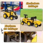 Vaikų traktorius su priekaba ir kastuvu (Geltona)