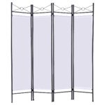 4 dalių sulankstoma kambario pertvara 180x160 cm (Balta)