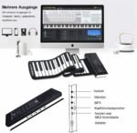 Elektroninis 61 klavišo ritininis pianinas su akumuliatoriaus indikatoriumi (Juoda ir balta)