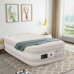 Pripučiamas čiužinys su elektrine pompa 203 x 90 x 46 cm (Smėlio)