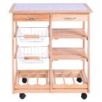 Mobilus virtuvinis vežimėlis su stalčiais ir lentynomis (Balta)