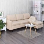 Transformuojama kampinė sofa su atlošo atrama (Smėlio)