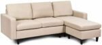 Transformuojama kampinė sofa su atlošo atrama (Smėlio)