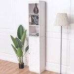 Aukšta vonios spintelė su lentynomis (Balta)