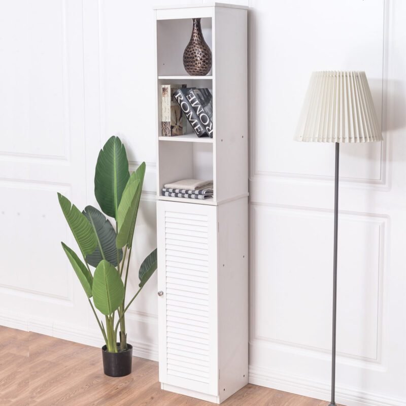 Aukšta vonios spintelė su lentynomis (Natūrali)