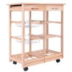 Mobilus virtuvinis vežimėlis su stalčiais ir lentynomis (Balta)