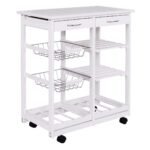 Mobilus virtuvinis vežimėlis su stalčiais ir lentynomis (Balta)