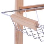 Medinis virtuvės vežimėlis su ratukais ir 3 lentynomis (Natūrali)