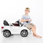 Vaikiškas elektromobilis su nuotoliniu valdymu ir MP3 funkcija (Balta)
