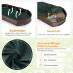 Platus HDPE smėlio dėžė su sėdynėmis ir vandeniui atspariu uždangalu 183x105x21 cm (Ruda)