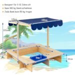 Vaikų smėlio dėžė su stogeliu (Natūrali)