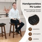 Medinių baro kėdžių komplektas su lenkta sėdyne ir atrama kojoms (Ruda)