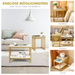 Stalų komplektas „2in1“ su stalviršiu (marmuro imitacija) (Balta)