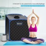 Nešiojama garinė pirties palapinė su kėdute ir pėdų masažuokliu (Juoda)