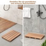 Vonios kilimėlis su medžio dizainu atsparus drėgmei 55 x 34 cm (Ruda)