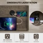 Stovas vinilinėms plokštelėms su įkrovimo stotele ir atviromis lentynomis (Pilka)