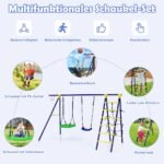5 viename žaidimų aikštelė su dviguba sūpuokle krepšinio lanku ir laipiojimo elementais (Mėlyna)