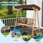 Tvirtas dvivietis sūpuoklių krėslas iš eglės medienos (Natūrali)