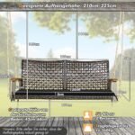 Dvivietė sūpynių kėdė su pagalve PE rotango 360 kg (Juoda)