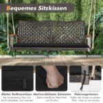 Dvivietė sūpynių kėdė su pagalve PE rotango 360 kg (Juoda)