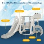 Žaidimų kompleksas su čiuožykla ir sūpynėmis (6 viename) (Balta)