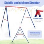 A formos lauko sūpynių stovas su įžeminimo inkarais ir neslystančiais pėdų dangteliais (Mėlyna)