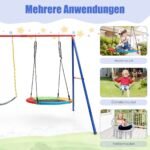 A formos lauko sūpynių stovas su įžeminimo inkarais ir neslystančiais pėdų dangteliais (Mėlyna)