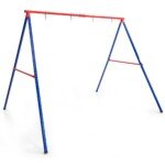 A formos lauko sūpynių stovas su įžeminimo inkarais ir neslystančiais pėdų dangteliais (Mėlyna)