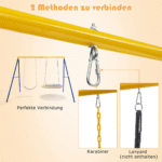 Dvigubas sūpynių stovas su dviem sūpynėm iki 300 kg apkrova (Spalvotas)