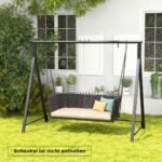 Metalinis sūpynių stovas su penkiais kabinimo žiedais (Juoda)