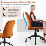 Biuro kėdė su vidutinio aukščio atlošu ir mediniais porankiais (Oranžinė)