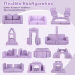 Modulinė aštuonių dalių minkštos dangos vaikų žaidimų sofa (Violetinė)