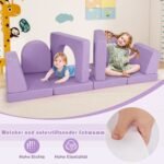 Modulinė aštuonių dalių minkštos dangos vaikų žaidimų sofa (Violetinė)