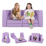 Modulinė aštuonių dalių minkštos dangos vaikų žaidimų sofa (Violetinė)