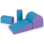 Dideli minkšti putplasčio blokai vaikų žaidimams ir mankštai (Mėlyna + Violetinė)