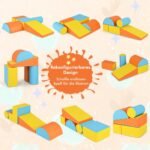 5 dalių minkštų putų blokų rinkinys vaikams laipiojimui ir žaidimams (Geltona + Oranžinė)