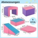 Minkšti putų statybiniai blokeliai vaikams 6 vnt (Violetinė ir Rožinė)