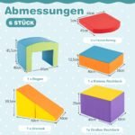 Žaidimų komplektas su minkštais putplasčio blokeliais: laipteliai ir rampos (Spalvotas)