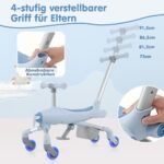 Vaikiškas 2-in-1 automobilis-stumdukas su lėktuvo dizainu ir LED ratukais (Mėlyna)