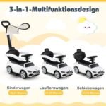 Vaikiškas automobilis stumdukas su vairu (Balta)