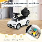 Vaikiškas automobilis stumdukas su vairu (Balta)