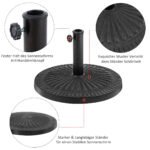 Tvirtas apvalus skėčio stovas su fiksavimo rankenėle (Juoda)